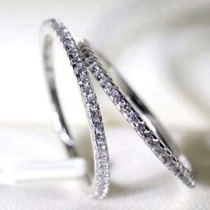 NEW 925 STERLING SILVER DIAMOND BAND RING, CUTE RING, SHINY RING.